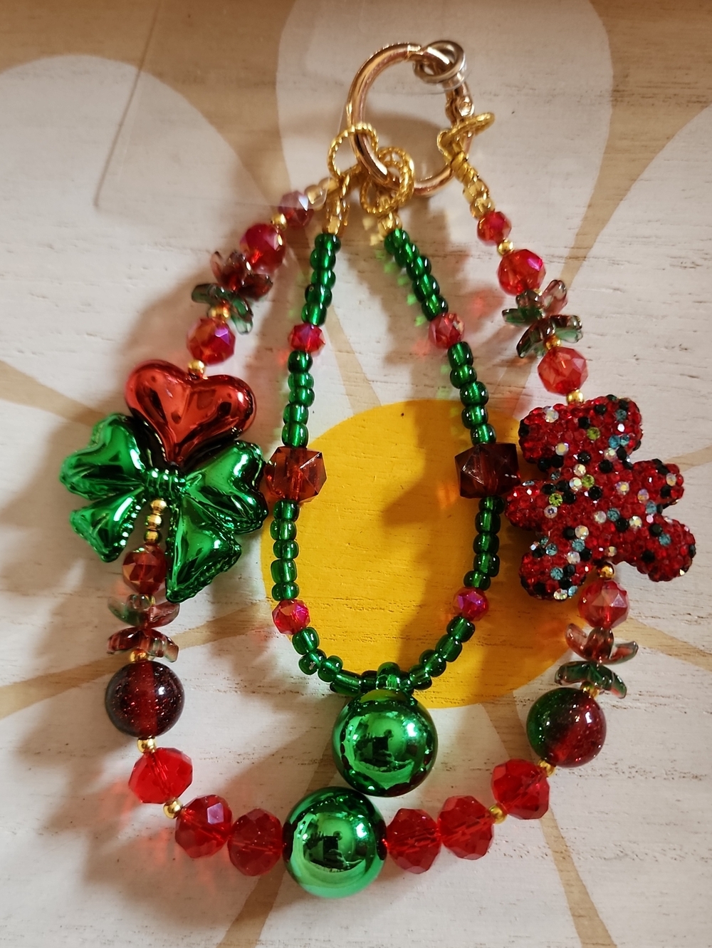 Festive Green and Red Beaded Phone Chain/keychainWomen Jewelry